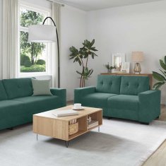 Vidaxl Kavčna garnitura 3 pcs Temno zelena 221 x 80 x 80 cm Žamet