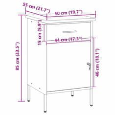 Vidaxl Delovna miza s predalom Črna in siva 50 x 55 x 85 cm