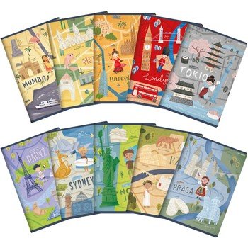 shumee Zvezek Mesta sveta A5 32K Mreža z robom Top 2000