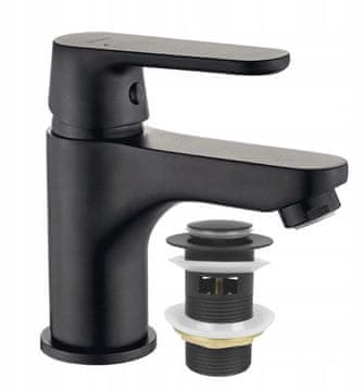 shumee Črna armatura za umivalnik s klik-klak zamaškom za kopalnico Dima
