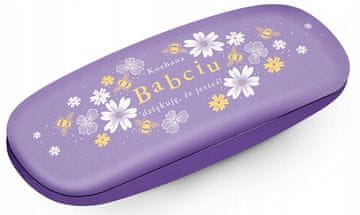 shumee Vijolična etui za očala s cvetličnimi motivi za babičin dan