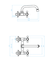 shumee Retro starinska medeninasta stenska pipa za umivalnik Stilo