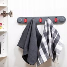 shumee Samolepilni obešalnik s kaveljčki 43x3,7x6cm Plastični sivo-rdeč