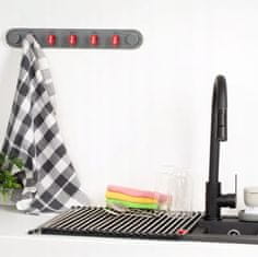 shumee Samolepilni obešalnik s kaveljčki 43x3,7x6cm Plastični sivo-rdeč