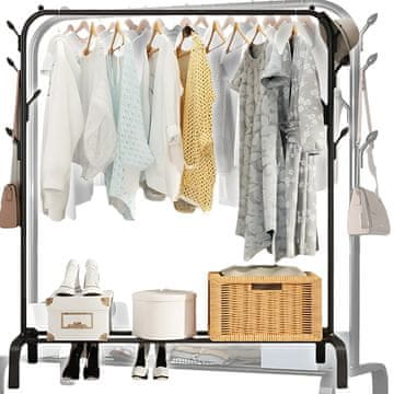 shumee Obešalnik za oblačila, tihi, stoječi, stojalo za čevlje, kovinski