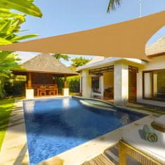 shumee Tenda jadro trikotna 4x4x4m vodoodporna senčnik za teraso in vrt, bež