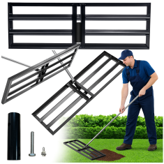 shumee Ročni izravnalnik terena 30x90 cm za trato, krtince, jekleni izravnalnik