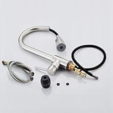 shumee Kuhinjska pipa z izvlečnim izlivom, nerjaveče jeklo, fleksibilna, premična, srebrna