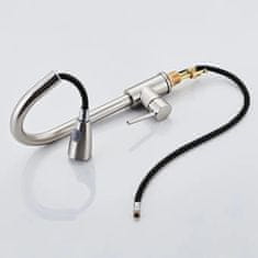 shumee Kuhinjska pipa z izvlečnim izlivom, nerjaveče jeklo, fleksibilna, premična, srebrna