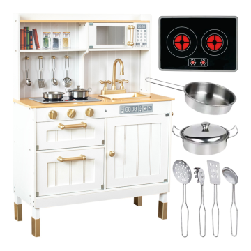 shumee Otroška kuhinja, leseni štedilnik, zvočni lonci, dodatki, otroško darilo