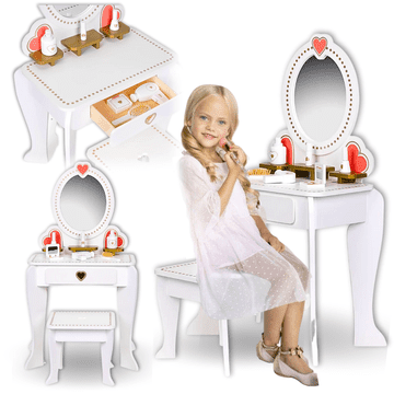 shumee Lesena dekliška toaletna mizica, ogledalo, dodatki, bela, elegantna, nevtralna