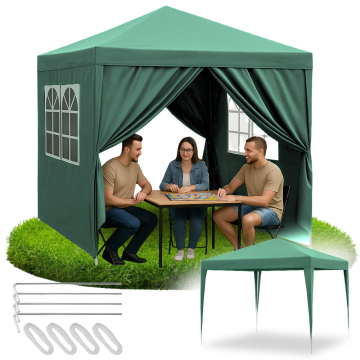 shumee Vrtni paviljon, komercialni šotor, paviljon za zabave, 4 stranske stene, okna, XXL