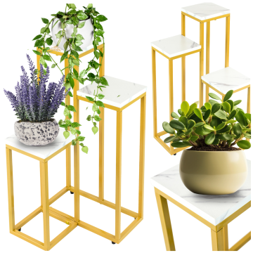 shumee Kovinsko stojalo za rože za rastline v lončkih, večnivojsko, v loft stilu, 3 police