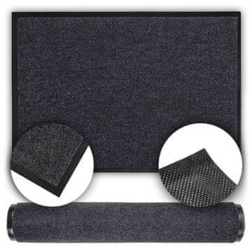 shumee Gumijasta predpražnik, gladek, siv, protizdrsen, mehak, 90 x 150 cm