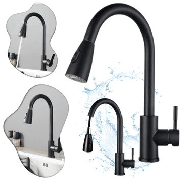 shumee Kuhinjska pipa, mat črna, izvlečni izliv, kuhinjsko korito