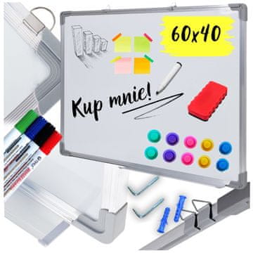 shumee Magnetna tabla za suho brisanje z aluminijastim okvirjem in stensko polico 60x40 cm