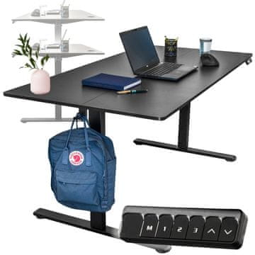 shumee Električna nastavljiva miza 120x60cm, nastavitev višine 72-118cm, črna