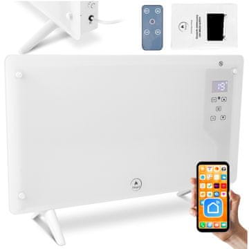 shumee Električni konvektorski grelec, varčni termostat, wifi, steklo