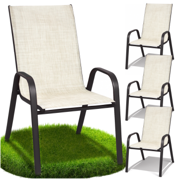 shumee Komplet kovinskih vrtnih stolov za teraso, balkon, bež vrtni fotelj, 4 kosi GoGarden