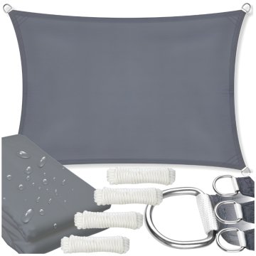 shumee Senčnik za teraso, UV jadro z nosilci, nadstrešek, pokrov za senčenje, grafiten, 4x5m