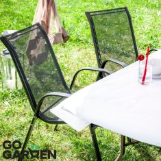 shumee Črn kovinski vrtni stol, terasa, balkon, fotelj, terasa, močan, 4 kosi.