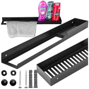 shumee Črna kopalniška polica, ki visi v tušu za brisače in kozmetiko