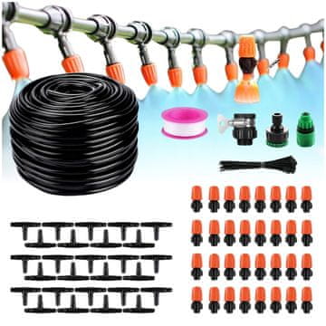 shumee Komplet škropilnika, vodne zavese, megle, kapljic, vrtnih rastlin, 32 šob, 25 m