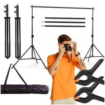shumee Komplet stativov za fotografska ozadja, studijski stativ, blažilec udarcev, 210x200