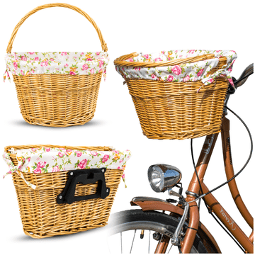 shumee Košara za kolo iz naravnega protja z vložkom za krmilo, cvetličnimi nastavki na klik, vtična