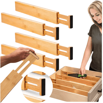 shumee Razdelilniki predalov, drsni, bambus, organizator, ločevalnik, predal