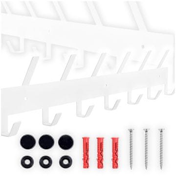 shumee Stenski obešalnik za oblačila in ključe, 13 kavljev, bel