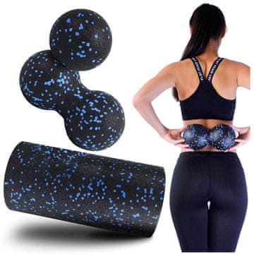 shumee Valj za masažo hrbta in nog, duoball žoga epp set 3v1 gladek valj