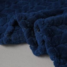shumee Temno modra reliefna odeja iz poliestra 200x220 cm - sodoben stil za spalnico