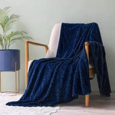 shumee Temno modra reliefna odeja iz poliestra 200x220 cm - sodoben stil za spalnico