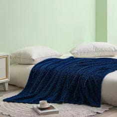 shumee Temno modra reliefna odeja iz poliestra 200x220 cm - sodoben stil za spalnico