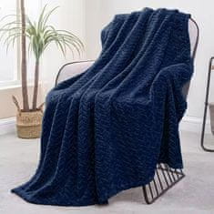 shumee Temno modra reliefna odeja iz poliestra 200x220 cm - sodoben stil za spalnico