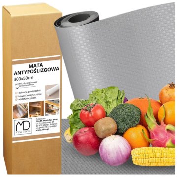 shumee Protizdrsna siva zaščitna podloga za predale omaric v močni roli 300x50cm