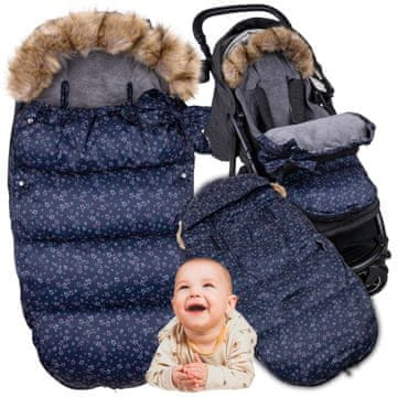 shumee Otroška spalna vreča za voziček, avtosedež, sani, temno modre zvezdice