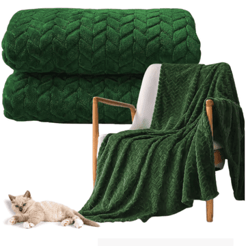 shumee Pregrinjalo za odejo z vzorcem ribje kosti 160x200cm zeleno, darilo za hladne večere