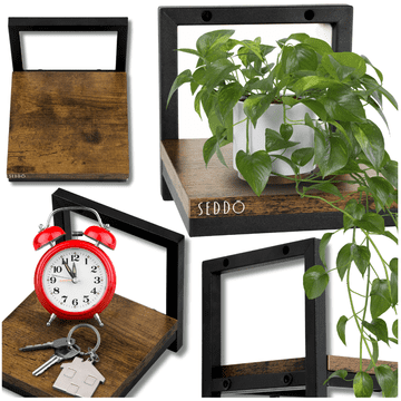 shumee Viseča stenska polica v slogu podstrešja, stojalo za rože, stenska polica za dnevno sobo, kuhinjo