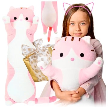 shumee Maskota mačka plišasta igrača klobasa medvedek dolga velika XXL mucek mehko darilo 110 cm