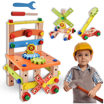 shumee Otroški leseni komplet majhnih orodij za mojstre za delavnico, velikosti XXL