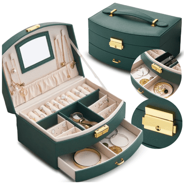 shumee Steklenično zelena škatla za nakit