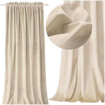 shumee Že izdelana žametna zavesa na traku 280 g/m2, bež žabji vzorec, zatemnitev