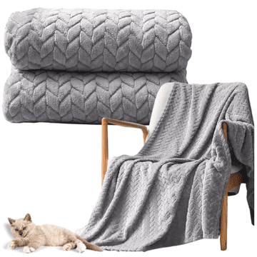 shumee Odeja za posteljo z vzorcem ribje kosti, toplo pregrinjalo, 160x200 cm, svetlo siva dekoracija