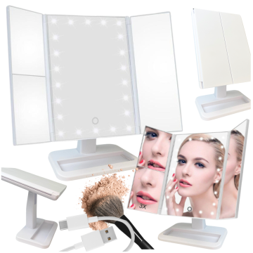 shumee Osvetljeno ličilno ogledalo, povečevalno, vrtljivo, za popolno ličenje