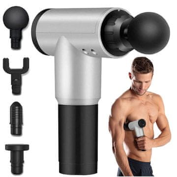 shumee Močan vibracijski masažer s 4 glavami, pištola za masažo hrbta in telesa