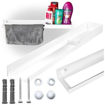 shumee Bela kopalniška polica za tuš, polica za kopalniško kozmetiko