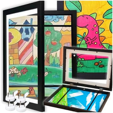 shumee Odpiralni okvir za risbe, slike, fotografije otrok z embalažo A4 formata, črne barve