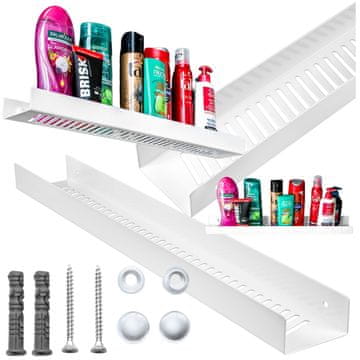 shumee VISEČA POLICA ZA KOPALNICO ZA TUŠ KABIN, BELA POLICA ZA KOZMETIKO